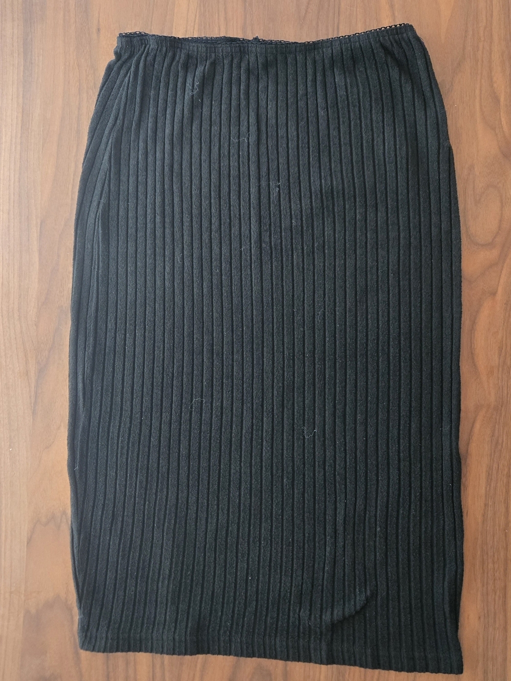 Black Ribbed Pencil Skirt Midi Minimalist Clean Girl Aesthetic Cozy XL